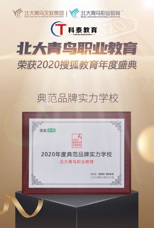 北大青鸟荣获2020搜狐教育年度盛典“典范品牌实力学校”